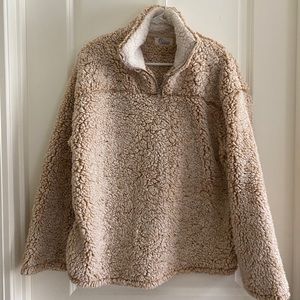Tan Sherpa Pullover Sweater Size L